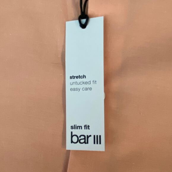 Bar III Men's Large 16-16.5 Dress Shirt Slim Fit Stretch Fabric Apricot NEW - Picture 10 of 12